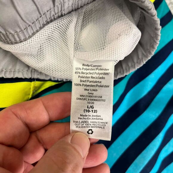 Wonder Nation Swim Trunks Boy L 10-12 Striped Board Shorts Mesh Lined Drawstring - Picture 4 of 7